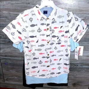 Nautica Boys White Fish Print outfit